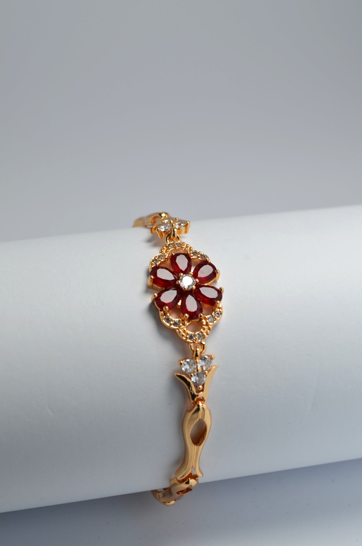 Petals of Love Red CZ Tennis Bracelet