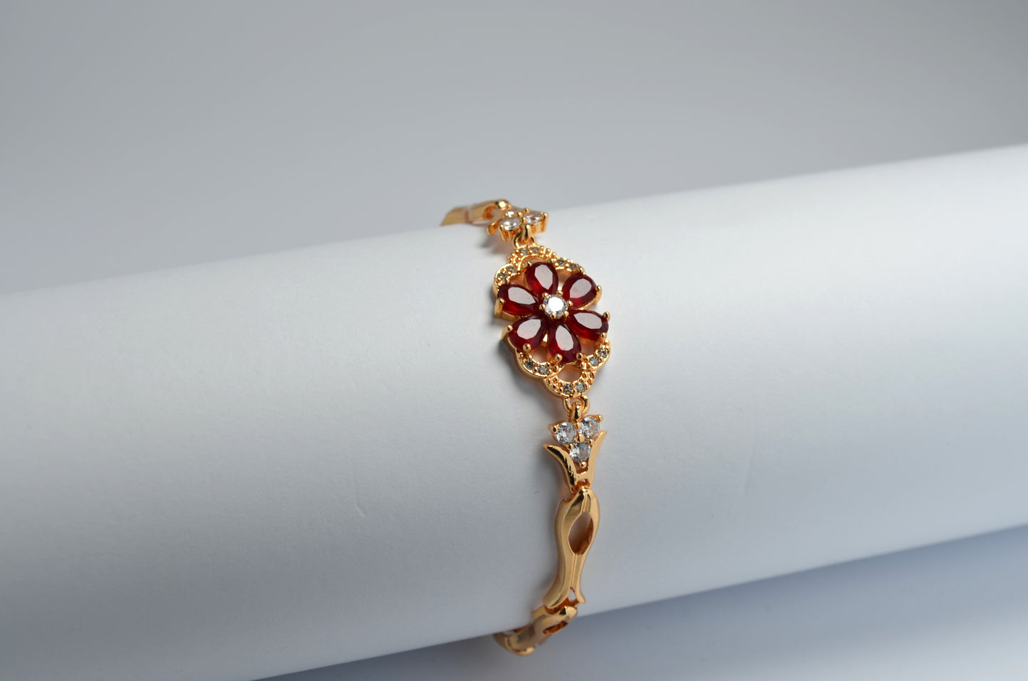 Petals of Love Red CZ Tennis Bracelet