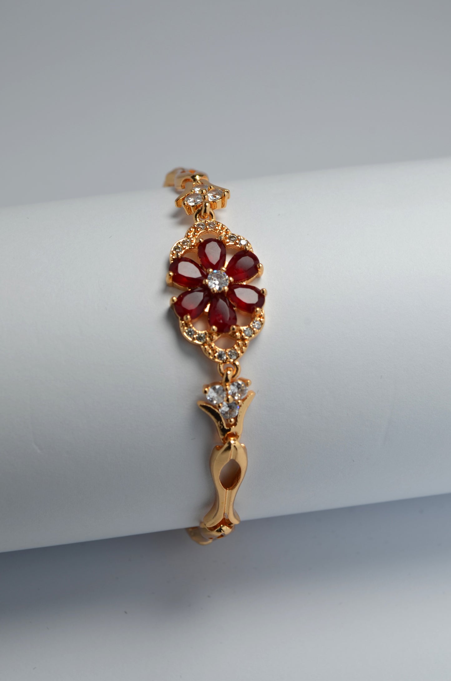 Petals of Love Red CZ Tennis Bracelet