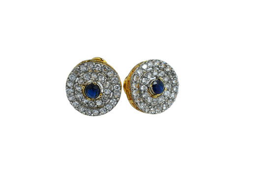 Sapphire and CZ Circular Earrings