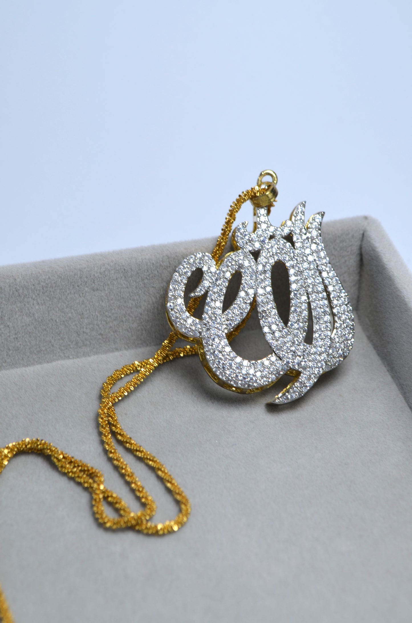 Elegant Gold-Plated Stainless Steel 'Allah' Pendant with CZ Accents