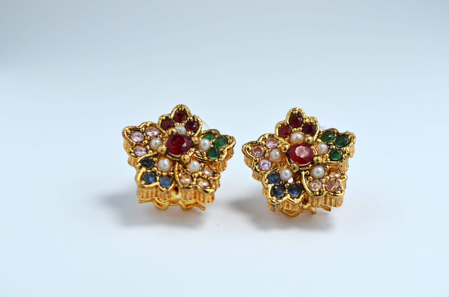 Floral Trinity's Gemstone Studs