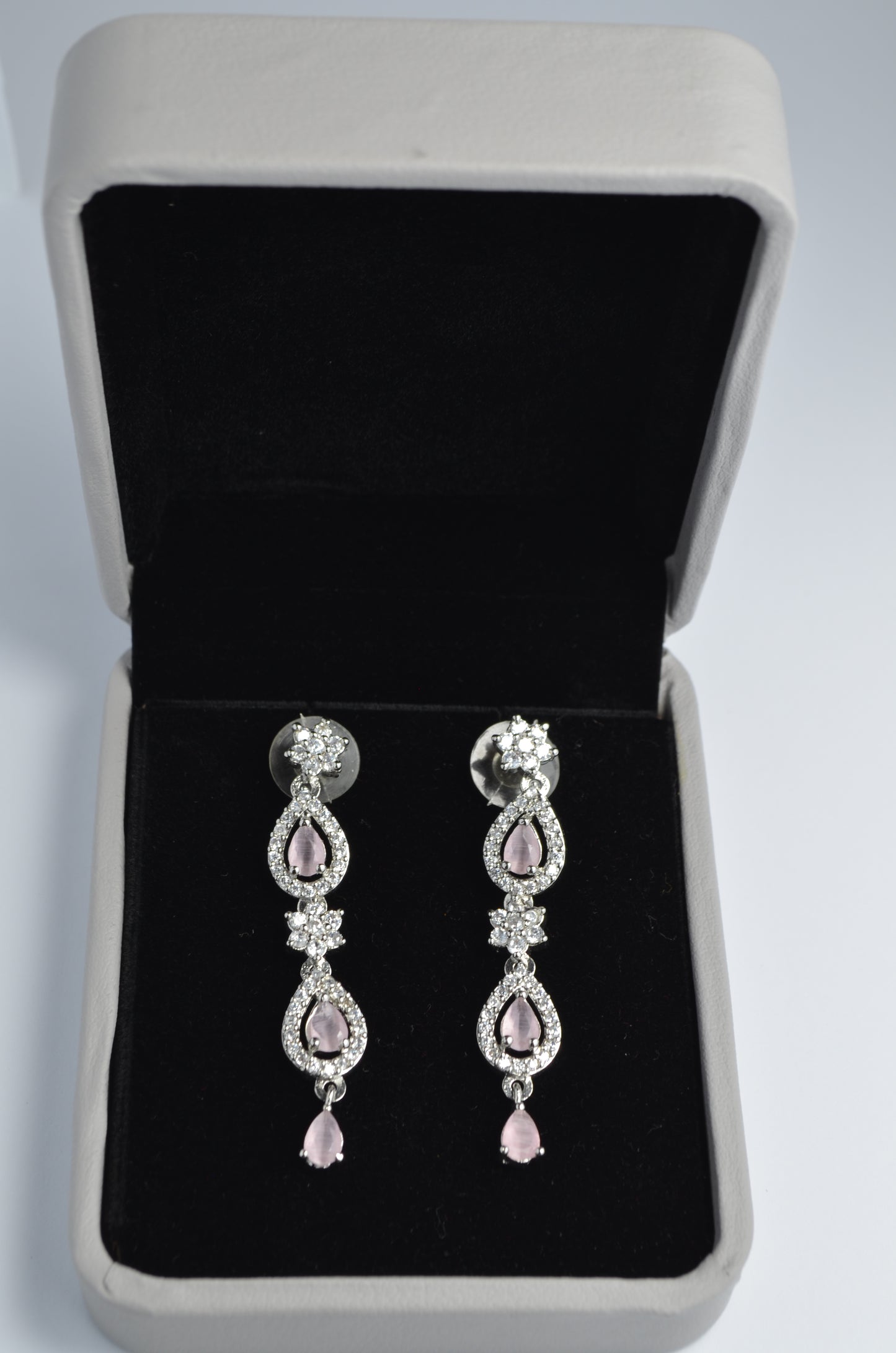 Star and Leaf Drop Earrings with CZ Accents