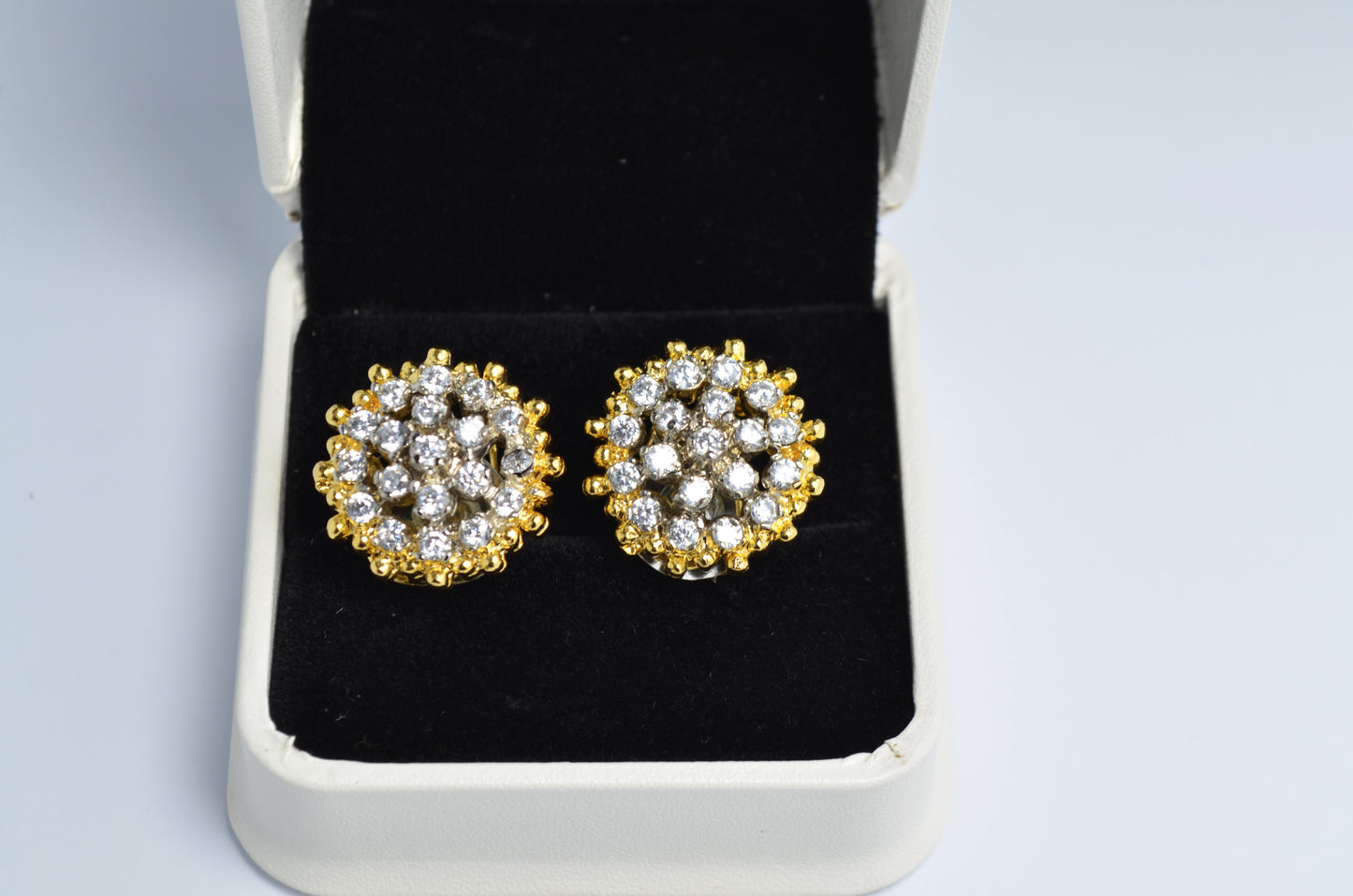 Gold-Plated Floral and Circular CZ Earrings