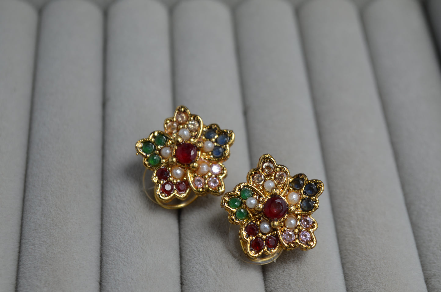 Floral Trinity's Gemstone Studs