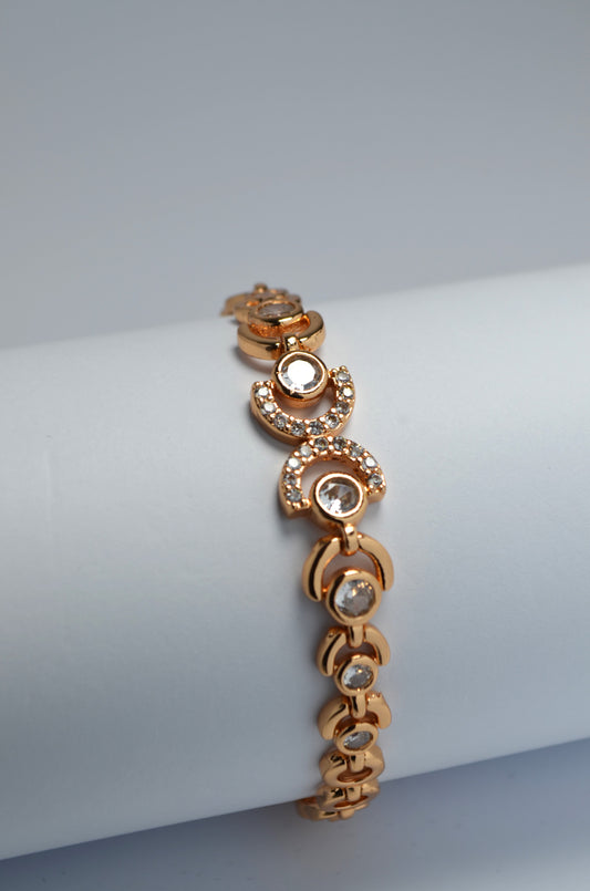 Chanel Concentric Gold Bracelet with Rhinestones and Crystals