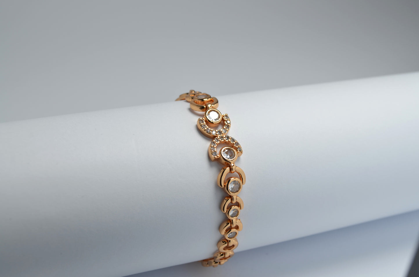 Chanel Concentric Gold Bracelet with Rhinestones and Crystals