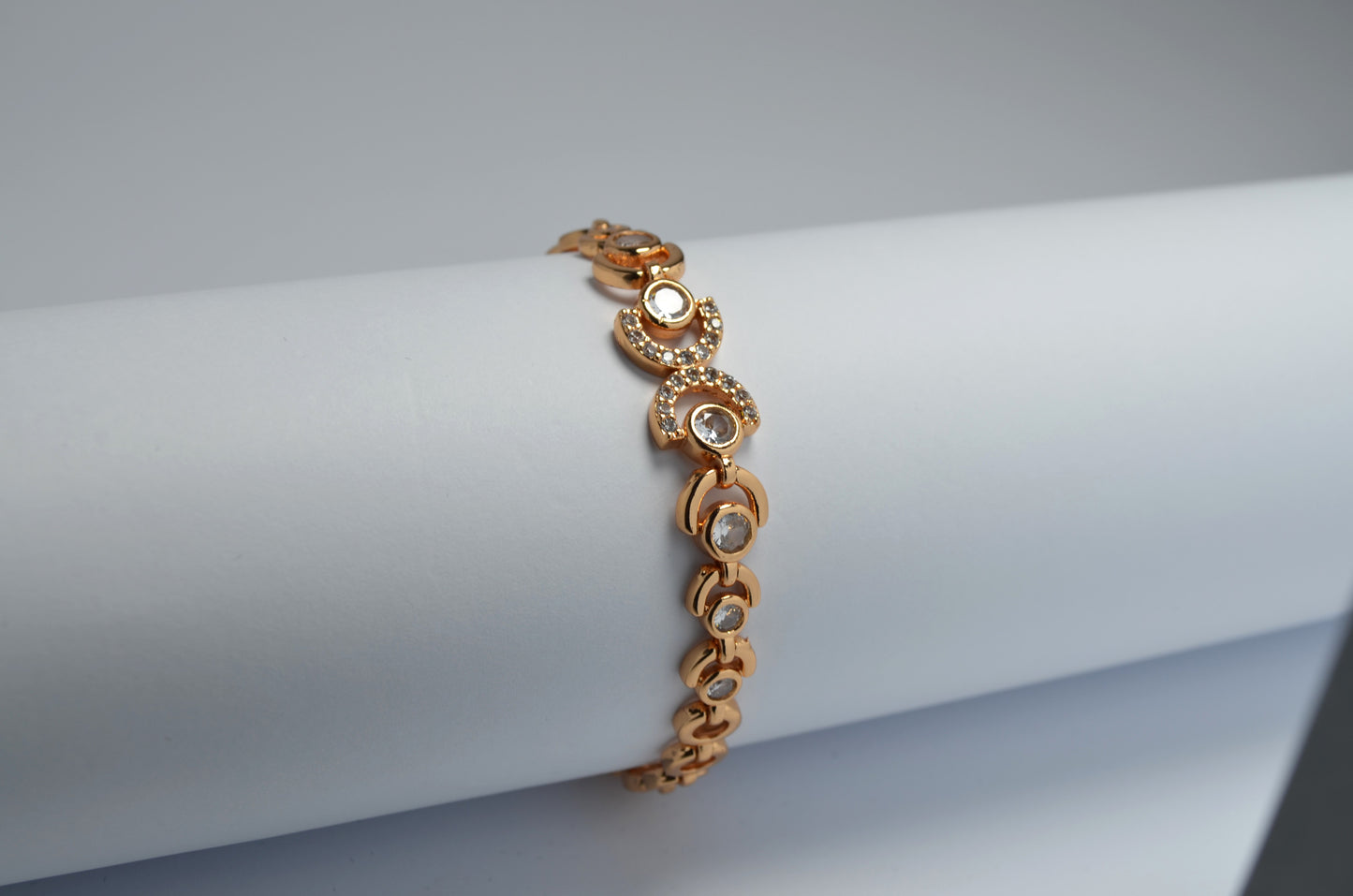 Chanel Concentric Gold Bracelet with Rhinestones and Crystals